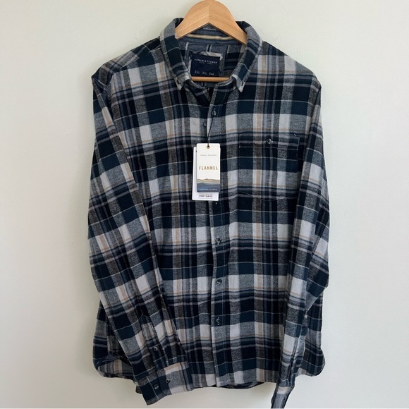 Men’s Denim & Flower Black and Gray Casual Button Down Shirt 100% Cotton - Picture 1 of 10